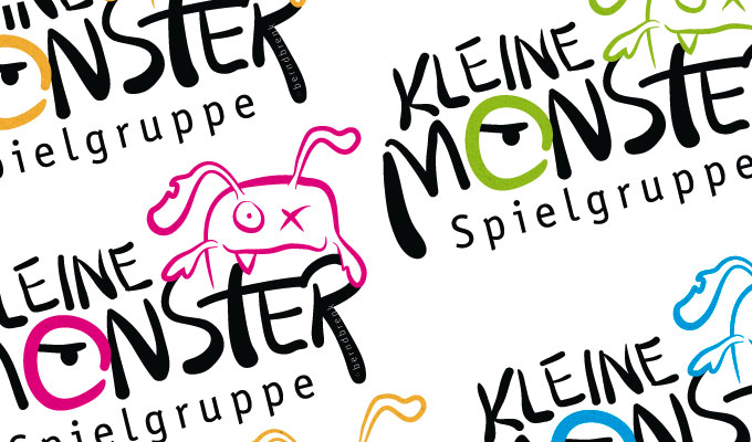 Logo Kleine Monster in verschiedenen Farben